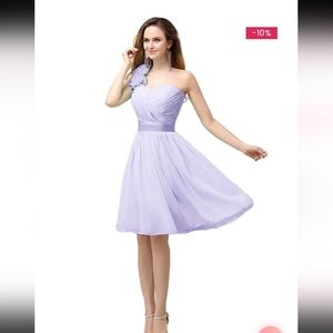 A-Line Chiffon One Shoulder Knee-Length Short Bridesmaid Dresses-Lilac